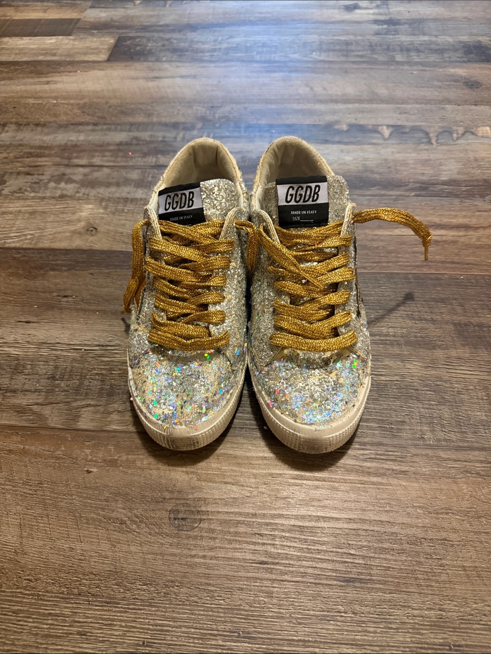 Golden Goose Glitter Sneakers in Gold and Silver